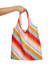 Recycled Nylon Fold Up Shopper Candy Stripes