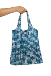 Recycled Nylon Fold Up Shopper Greek Key