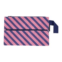 Pencil Case Navy Pink Stripe